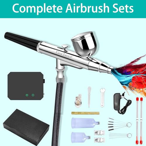 Gocheer Airbrush Kit,Upgraded 48 PSI Dual-Action Airbrush Set - color: Classic Black