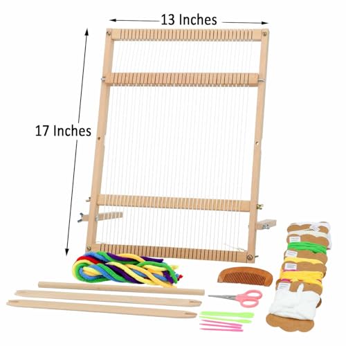 Weaving Loom for Beginners Adults/Kids and 1 Set of Weaving Works Complete Yarn Kit with Detailed Friendly Instructions, Parents and Children in The Holiday Experience Weaving Brings Fun_Apple - size: A3FT