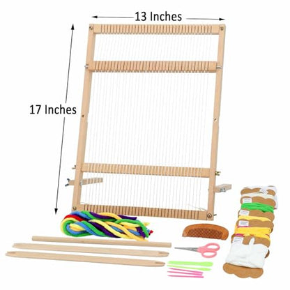 Weaving Loom for Beginners Adults/Kids and 1 Set of Weaving Works Complete Yarn Kit with Detailed Friendly Instructions, Parents and Children in The Holiday Experience Weaving Brings Fun_Apple - size: A3FT