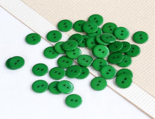 200pcs 5/8 Inch (15mm) Dark Green Color Buttons 2 Holes Resin Button for Sewing and DIY Crafts - color: Dark green