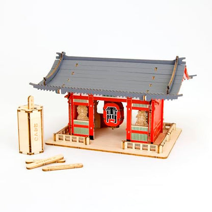 Kaminarimon Color Edition – Wooden 3D Puzzle Model Kit – DIY Japanese Temple Craft – No Glue Required – Cultural Gift & Display Piece - style: Kaminarimon