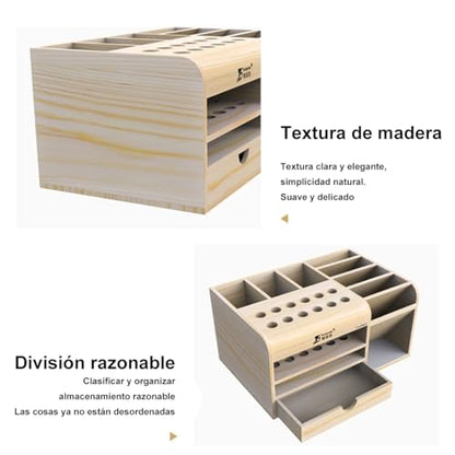 HZY Classic Wooden Tool Box with 20 Compartments for Screwdriver, Tweezers, Mobile Phone Repair, Desktop, Home DIY, Brown - style: Classic Wooden Tool Box