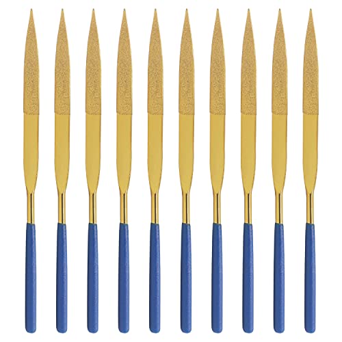 10 Pcs Diamond Needle File, 5x180mm, Flat Point, 150 Grit