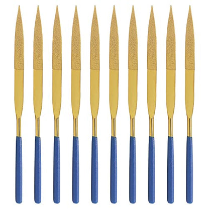 10 Pcs Diamond Needle File, 5x180mm, Flat Point, 150 Grit