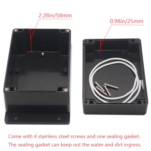 Junction Box IP65 Waterproof ABS Plastic Electrical Project Case Power Junction Boxes, Project Box with Fixed Ear Black 6.3x4.33x3.54 inch (160 x 110 x90 mm) - color: Fixed Ear Design, size: 6.30"x4.33"x3.54"