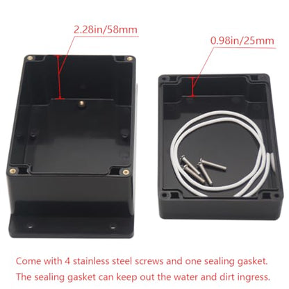 Junction Box IP65 Waterproof ABS Plastic Electrical Project Case Power Junction Boxes, Project Box with Fixed Ear Black 6.3x4.33x3.54 inch (160 x 110 x90 mm) - color: Fixed Ear Design, size: 6.30"x4.33"x3.54"