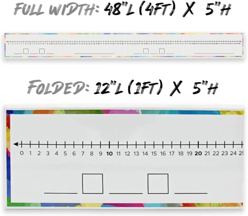 Set of 10 Dry Erase Number Boards - Double Sided, 4 Feet, Red & Black Dry Erase Marker, 0-100 Number Line on One Side, Blank Line on Reverse - style: Set of 10 Boards & 20 Markers