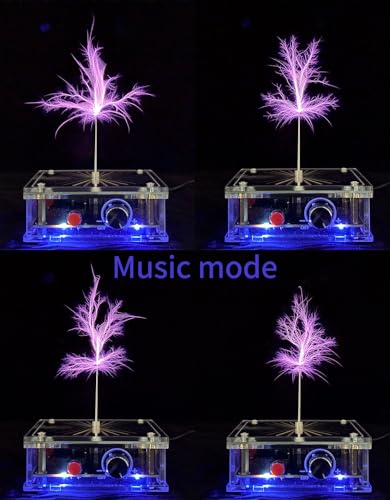 WARDENCLYFFE Tesla Coil 8 Entry Transparent Tesla Coil, Single-Knob Control, 8 cm(3.1 inches) Arc, STEM Desktop Demonstration for Beginners
