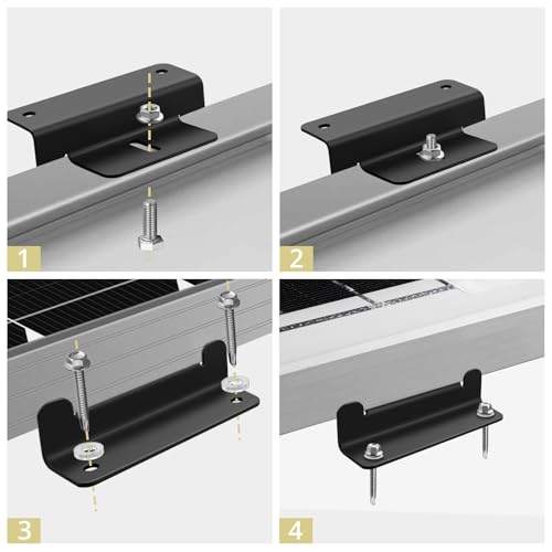 Anbte 8PCS Solar Panel Mounting Z Brackets, Aluminum Solar Panel Mounting Bracket 304 Stainless Steel Screws, Stable, Rust - Resistant, Easy Install for Roof, RV, Boat, Yacht, Black - color: black（8PCS）