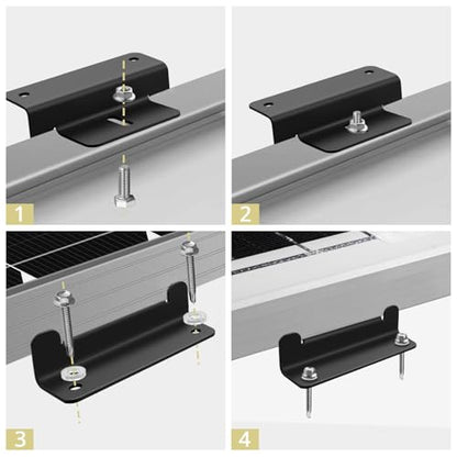 Anbte 8PCS Solar Panel Mounting Z Brackets, Aluminum Solar Panel Mounting Bracket 304 Stainless Steel Screws, Stable, Rust - Resistant, Easy Install for Roof, RV, Boat, Yacht, Black - color: black（8PCS）