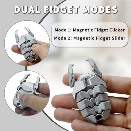 Beetle Fidget Toys Adults, Metal Fidget Toys Fidget Clicker, Creative Beer Bottle Opener, Office Executive Desk Toy for Stress Relief, Anxiety & ADHD, Focus Tool for Men & Women (Silver) - color: Silver