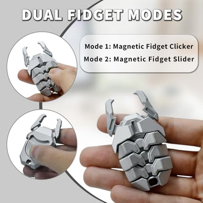 Beetle Fidget Toys Adults, Metal Fidget Toys Fidget Clicker, Creative Beer Bottle Opener, Office Executive Desk Toy for Stress Relief, Anxiety & ADHD, Focus Tool for Men & Women (Silver) - color: Silver