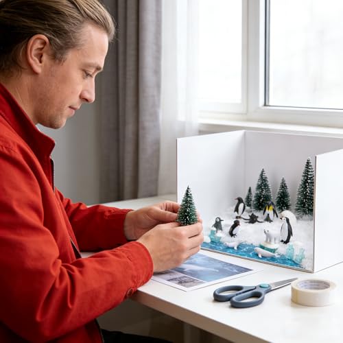 30 Pcs Arctic Animals Habitat Diorama Project Set for School DIY Crafts - color: Arctic Style-30pcs