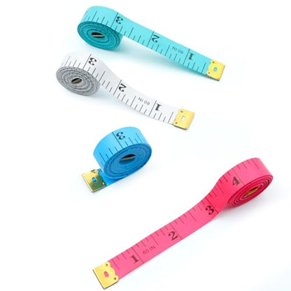 Tape Measure Soft Measuring Tape 60-Inch Double Scale Ruler Fabric Sewing Tailor Cloth Measurement Craft Supplies,5 Pack, 5 Color