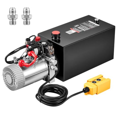 VEVOR 10 Quart Hydraulic Pump DC 12V 1.6KW Double Acting Dump Trailer Pump - size: 10 Quart, style: Double Acting