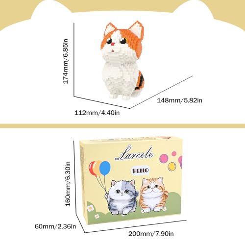 Larcele Munchkin Cat-Orange Micro Building Blocks Set for Kids 8+ KLJM-05 - style: Munchkin Cat-Orange