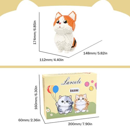 Larcele Munchkin Cat-Orange Micro Building Blocks Set for Kids 8+ KLJM-05 - style: Munchkin Cat-Orange