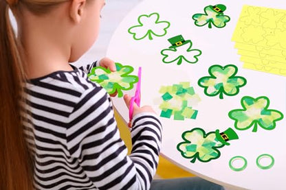 40PCS St. Patricks Day Crafts Bulk: Paper Shamrock Suncatchers, Saint Patrick's DIY Kits, Window Stained Glass Effect Art Supplies(Green) - style: green shamrock
