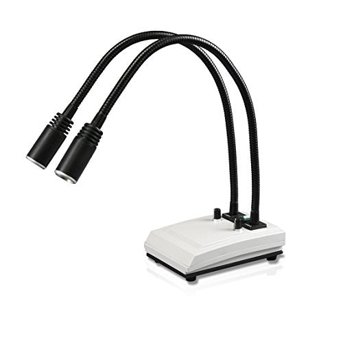 VMLIHL-20 6 Watt LED Double Gooseneck Illuminator | Heavy Base for Stability | Color Temperature Unchanged When Adjusting Intensity