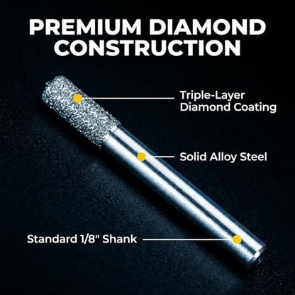 Drilax 3mm Diamond Drill Bits (1/8") 30 pcs Diamond Drill Bits for Stone, Glass, Sea Shells, Gemstones Compatible with Dremel Diamond Tipped Drill Bit Set - size: 3mm