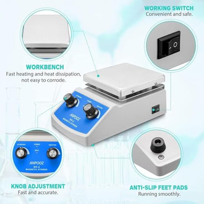 Magnetic Stirrer Hot Plate Set (w/4 Stir Bars n 1 Retriever) - color: Blue