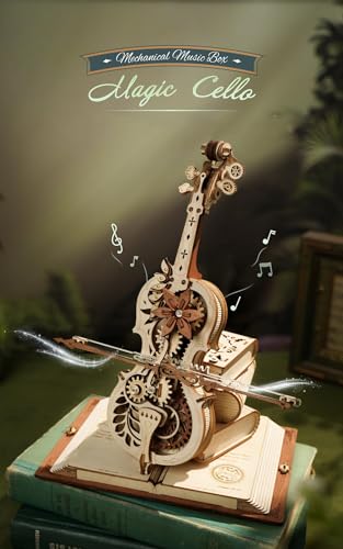 ROBOTIME AMK63 Magic Cello Adults 3D Puzzles -3D Wooden Puzzles for Adults - Wooden Music Box Puzzle to Build - Unique Music Gift Hobby Kits