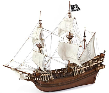 OcCre Buccaneer 1:100 Scale Laser Cut Wood and Die-cast Metal Display Ship Model Kit No. 12002 (Model Only - Unfinished) - color: Model Only - Unfinished