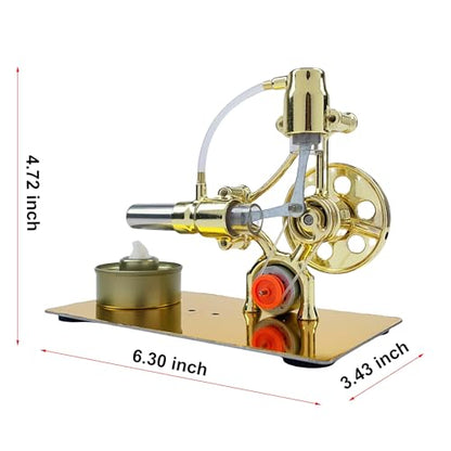 MagicTech Hot Air Stirling Engine Motor Metal Physics Electricity Power Cylinder Education Model JY44 - size: 6.3 x 3.43 x 4.72 Inch