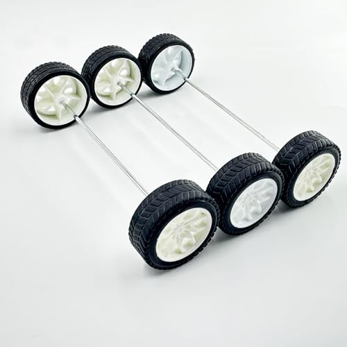 8PCS Toy Car Wheel RC Car Rubber Tire Wheel with Metal Shaft Axles for RC Car Truck Robot DIY Model Car Building Parts (2x32mm) - style: 2x32mm