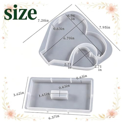 3D Heart-Shaped Photo Frame Resin Silicone Mold with 10pcs Chains - color: Heart-Shaped Resin Mold