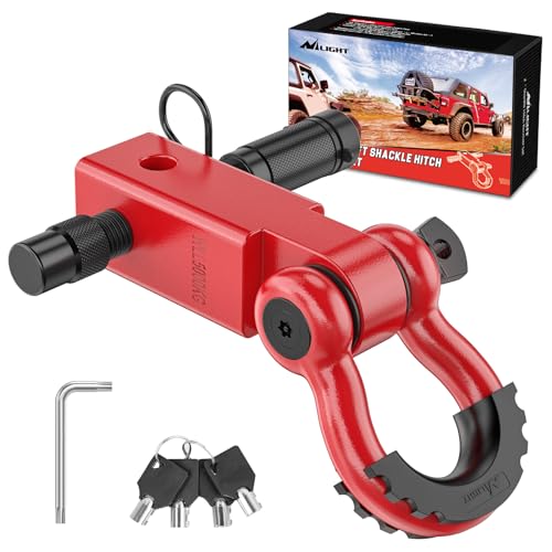 Nilight 3/4" Anti-Theft D Ring Shackle Hitch Receiver 2" Solid Towing Kit | 45000 LBs Breaking Strength 5/8" Trailer Hitch Lock Pin Heavy Duty Solid Towing Kit for Trucks Off Road Red - color: Hitch w/ Lock Pin Red