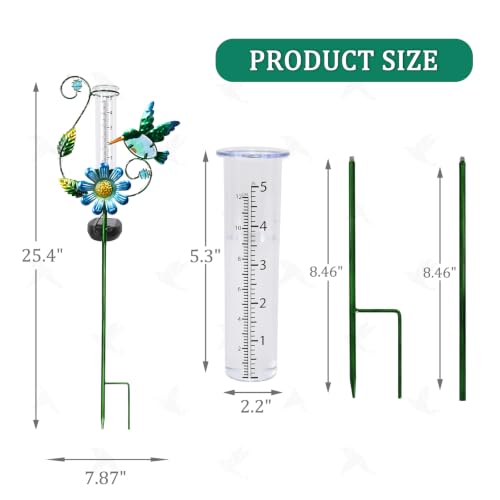 MUMTOP Hummingbird Rain Gauge for Outdoor Lawn, Yard and Garden - color: Upgrade Hummingbird