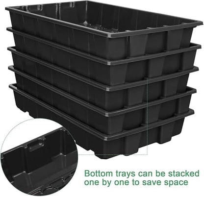MIXC 5 Pack Seed Starter Tray, 200Cell Mini Propagator Greenhouse Grow Kit - color: Black, size: 40-Cell 5-Pack