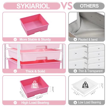 SYKIARIOL Utility Cart with Drawers,5 Drawers Storage Cart,Rose Pink - color: Rose Pink