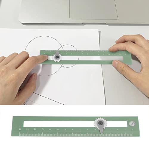 Drawing Compass Ruler, 2 in 1 Straightedge Learning Tool with Adjustable Compass Point for Home School Classroom Office Supplies (Green) - color: Green