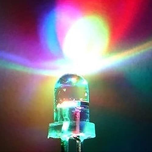 100pcs 5mm RGB Multicolor Fast Blinking LED, Multi Color Changing 2 Pin Super Bright Light Emitting Diodes Clear Round Lens Flicker - size: Fast Flash
