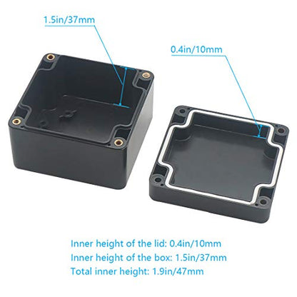Junction Box, Zulkit Project Box IP65 Waterproof Outdoor Box ABS Plastic Electrical Boxes Electronic Enclosure Black 3.27 x 3.19 x 2.20 inch (83 x 81 x 56mm)(Pack of 1) - size: 3.27'' x 3.19'' x 2.20''(Pack of 1)