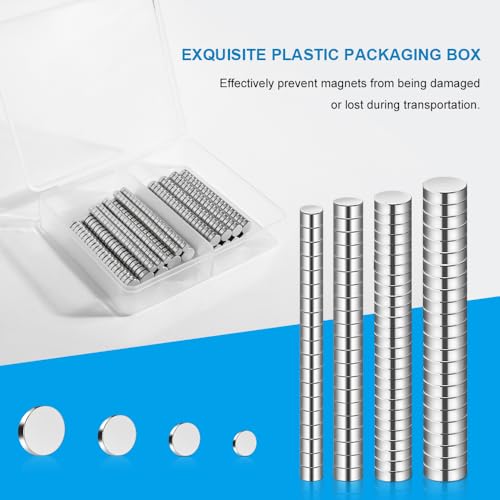 RHINOCATS 400Pcs Small Magnets, 4 Different Sizes Tiny Mini Magents, Multi-Use for Fridge, DIY, Office, Hobbies, Crafts and Science - size: mixed 400Packs