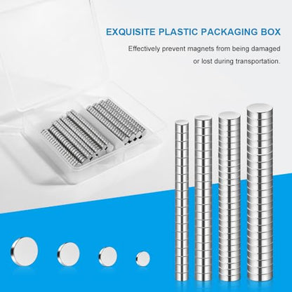 RHINOCATS 400Pcs Small Magnets, 4 Different Sizes Tiny Mini Magents, Multi-Use for Fridge, DIY, Office, Hobbies, Crafts and Science - size: mixed 400Packs