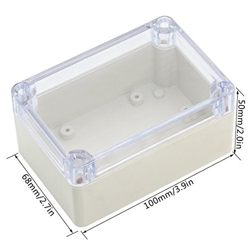 LeMotech ABS Plastic Junction Box Dustproof Waterproof IP65 Electrical Enclosure Box Universal Project Enclosure Grey with PC Transparent Clear Cover 3.9 x 2.7 x 2 inch(100 x 68 x 50 mm) - size: 3.9"x2.7"x2"