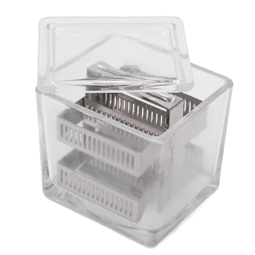 Glass Staining Jar with Lid High Transparency Lab Staining Container for Animal and Plant Specimens Slides Cell Research Durable Glass Material Stainless Steel Rack Included (30 Slides Capacity Jar - size: 30 Slides Capacity Jar Stainless Steel Rack, styl