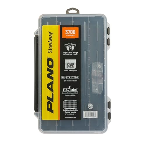 Plano StowAway 3700 Stow Tackle Box, with Corrosion-Preventive Rustricor, Single Latch Design, Transparent DuraView Lid, Stackable Storage for Fishing Bait, Lures and Gear - size: 3700, style: New Model