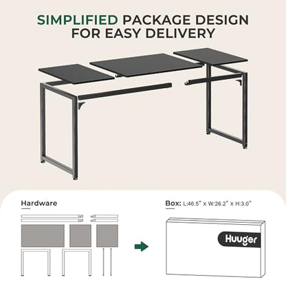 Huuger Modern Simple Office Desk, 63 Inch, Gaming & Writing Desk with Storage, Large Legroom, Metal Frame, Black - color: Black, size: 63inch
