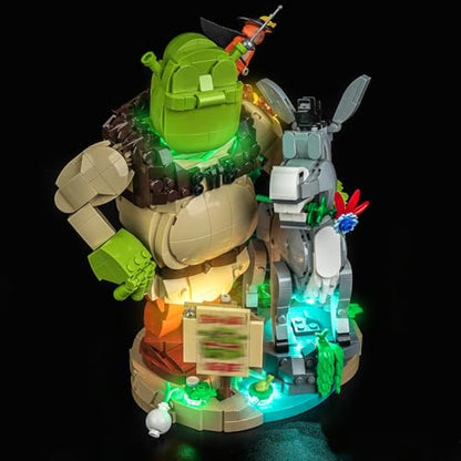 LocoLee Light kit Compatible with Lego Shrek, Donkey & Puss in Boots 72423- Not Actual Model Only Lights, LED Lighting Accessories for LEGO Shrek for Display Collectors (RC Version)