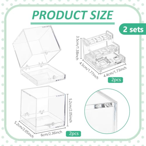 BENECREAT 2 Sets 3 Tier Acrylic Display Case, 2x2.3x2inch Mini Collectibles Showcase for Action Figures Mineral Stones Plant Specimen Display - color: Clear, size: 2x2.3x2 Inch