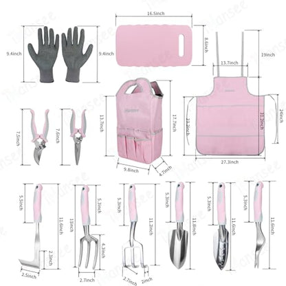 Pink Garden Tools Set 12-Piece, Gardening Gifts for Women - color: pink