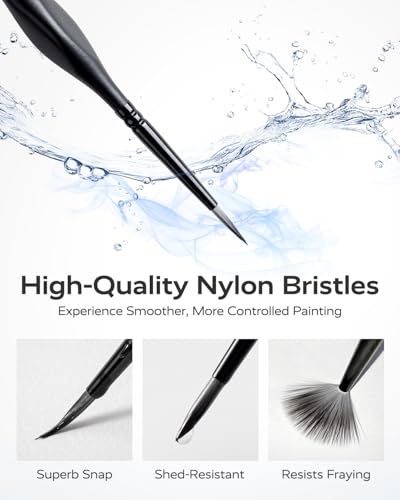 JusArt 24 Pcs Fine Paint Brushes for Detail, Set with Case Holder