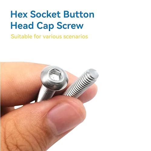 240 Pcs M5 Screws Assortment Kit, M5x6mm/8mm/10mm/12mm/16mm/20mm/25mm/30mm, Metric Hex Button Head Socket Cap Screws Nuts Washers Kit with Wrench, 304 Stainless Steel - size: M5 240 Pcs