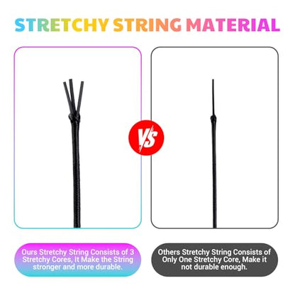 1 mm Stretchy Bracelet String with Scissors Beading Needle, 4 Rolls,660FT - color: Black, White, Rainbow