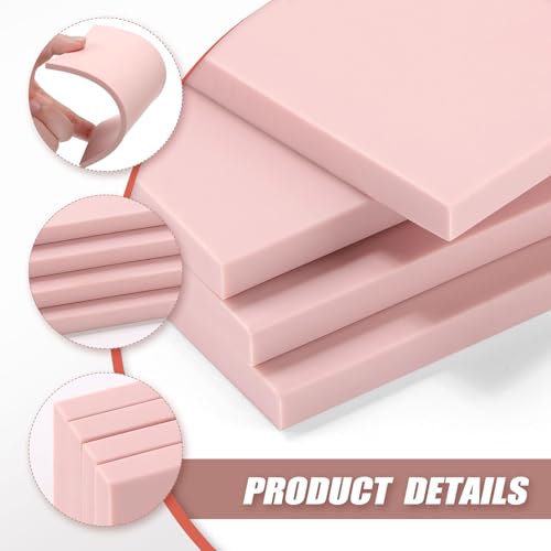 Bobblebro 4 PCS 4"x6" Soft Linoleum Blocks for Printmaking & Stamp Making - color: pink